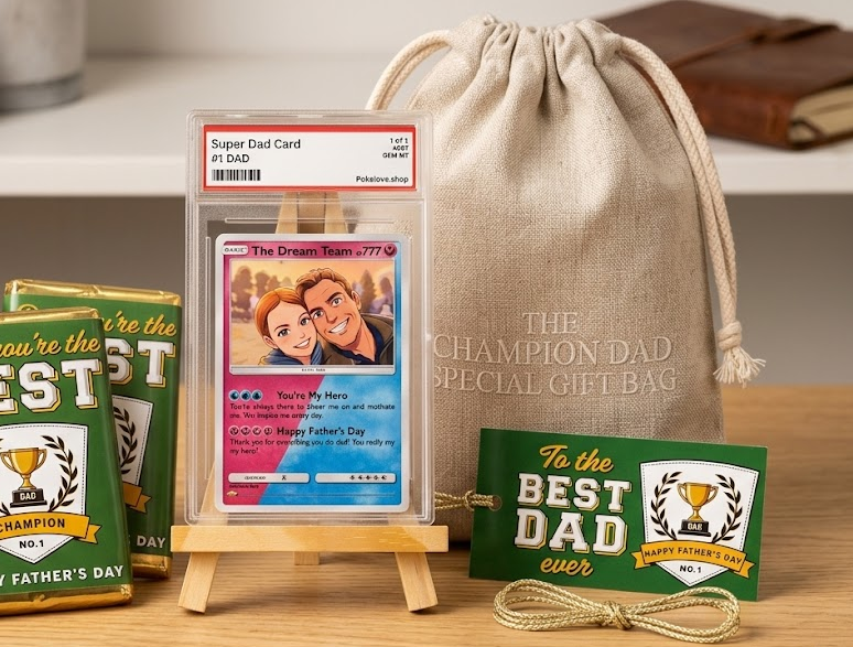 Father's Day Gift Ready Bundle - Champion Dad gift bag with chocolate and tag